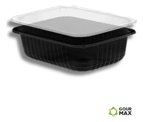 Pote Preto 24un 750ml Descartável Marmita C/ Tampa Hermética
