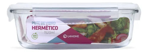 Pote De Vidro Hermético Marmita Tampa Silicone 1520ml U4home