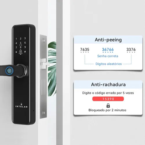 Fechadura Eletronica Digital Com Biometria Senha Intelar