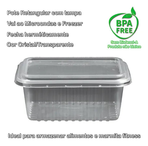 Pote Descartável 350ml Tampa Freezer Microondas Marmita 72un