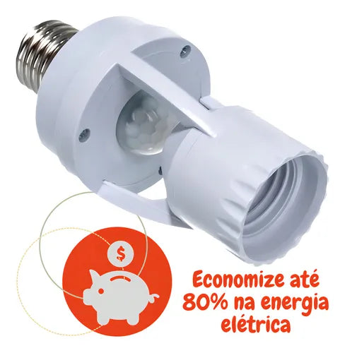 Sensor De Presença P/lâmpada Soquete E27 C/fotocélula Bocal Sensor De Movimento Infravermelho