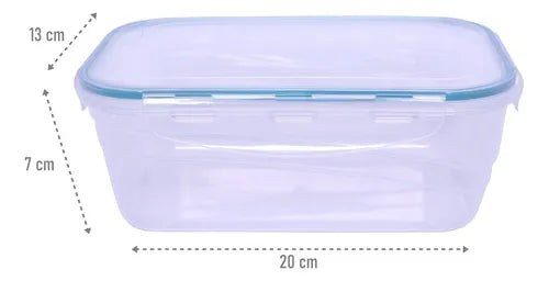 Kit 3 Potes Herméticos Marmita Fitness Retangular 1 L Cor Transparente