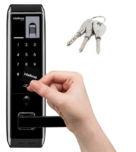 Fechadura Digital Intelbras Fr330 com Senha Teclado Touch Biometria de Embutir