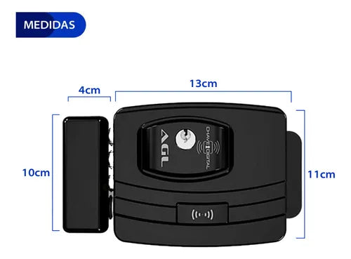 Fechadura de Portao Wifi Agl Ultra Magic Card Chave Ecode Preto