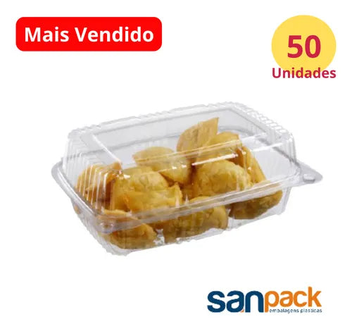 50 Unid Embalagem Retangular P/ Salgados Lanches Doces Pães