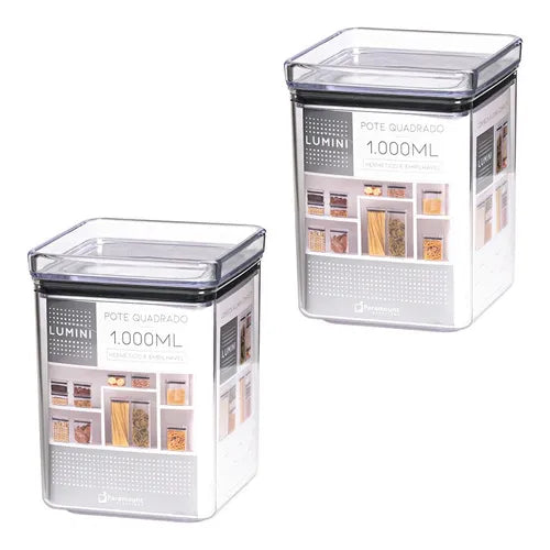 Conjunto 2 Potes Herméticos 1000ml Farinha Açucar Café Nf