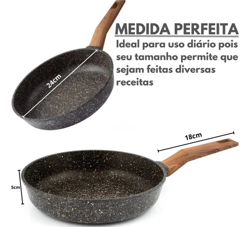 Frigideira Antiaderente Ceramica Com Tampa Fogão Indução/gás