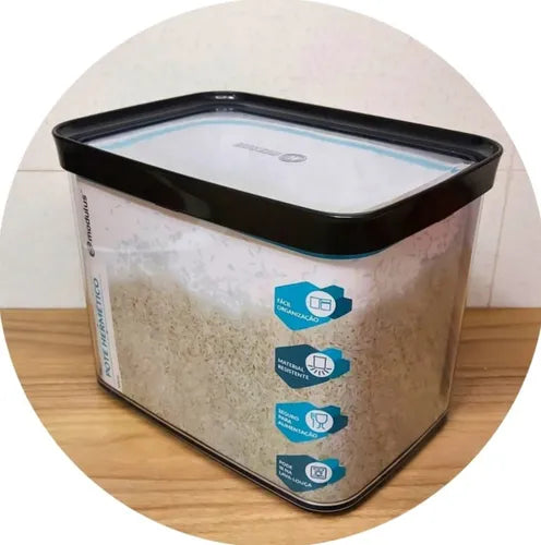 Pote Hermético 4L Acrílico Empilhavel Organizador BPA Free Transparente