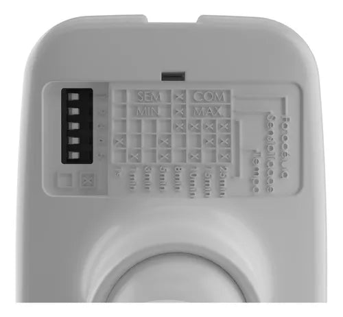 Sensor Presença Movimento Frontal Parede 110° Fotocélula Timer Dip Switch Exatron LESFZDDP 110V 220V Bivolt Branco