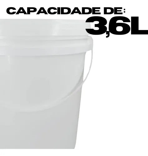 Kit 3 Balde Plástico Alimentício Tampa Hermética 3,6 Litros