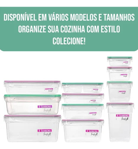Kit 4 Potes Plástico Hermético Marmita Fitness C Tampa 820ml