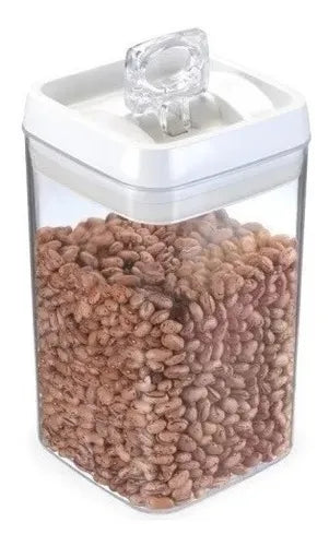 Kit 2 Potes Mantimento Cozinha 1,7l Hermetic C/ Tampa Trava Cor Transparente
