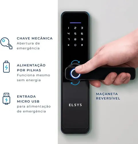 Fechadura Digital C/ Biometria E Wi-fi Smart De4000b Elsys