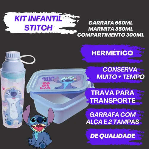 Kit Infantil Marmita Hermética Trava Mais Lanche Escolar Bom