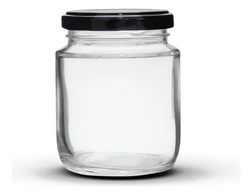 12 Potes De Vidro Belém 240ml Com Tampas Metálicas E Lacres Cor Preto