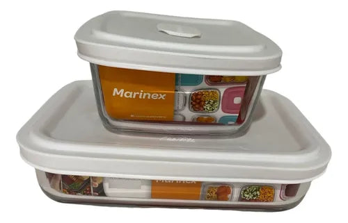 Kit de potes de vidro Nadir Figueredo 6 recipientes para alimentos Marinex - Cor - Branco