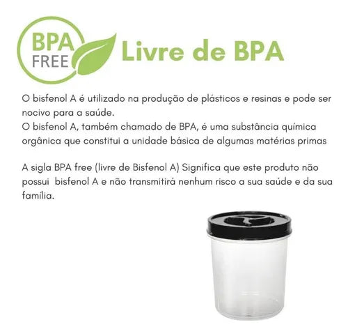 Kit Pote Vasilha Alimento Tampa De Rosca 1 Litro Kit 12 Pçs