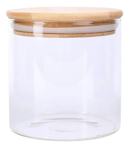 Kit 3 Potes De Vidro Hermético Tampa Bambu Tempero 300ml