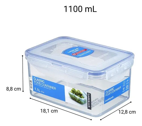 Kit 3 Potes Herméticos Cozinha Retangular Lock&lock 1100 Ml