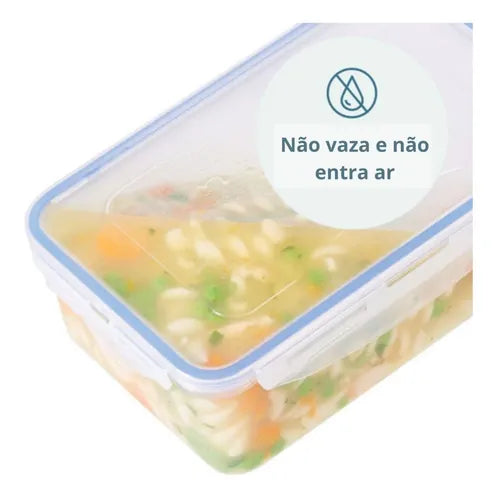 Kit 3 Potes Herméticos Cozinha Retangular Lock&lock 1100 Ml