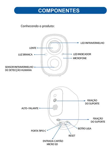 Câmera Inteligente Wifi Novadigital Externa Bateria Solar HD Nuvem IA IP Alexa APP Exclusivo Vico Home