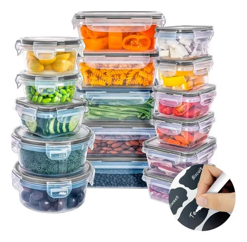 Conjunto 16 Potes Herméticos Croix Empilhavel Tampa E Trava Cor Transparente