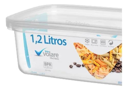 Kit 2 Potes Transparentes Volare 1,2l E 3l Medidas Presídio Cor Transparente