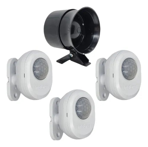 Kit 3 Sensor De Presença Movimento E 1 Sirene Alarme Bivolt
