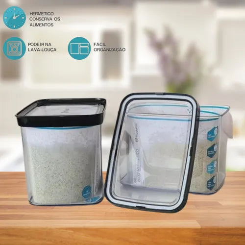 Kit 2 Potes Para Alimentos Mantimentos Grãos Arroz Feijão 4l