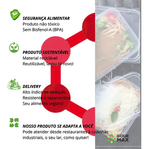 Marmitas Descartaveis Com Tampa Freezer 1l 24un Pote Fitness