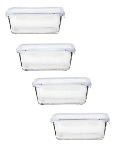 Conjunto De Potes De Vidro Hermético 4 Pçs 1,5 Litro Marmita