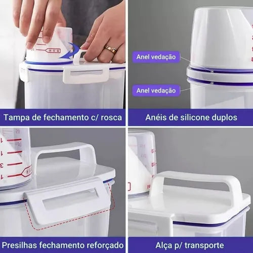 Pote C/ Medidor 1.5 L Cereal Ração Grãos Hermético Dispenser