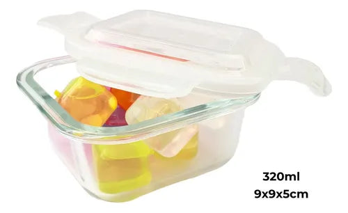 Kit 3x Pote De Vidro Hermético C/ Tampa 320ml 520ml E 800ml Cor Branco