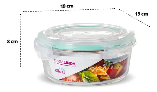 Pote Vidro Hermético Trava Redondo 620ml Marmita