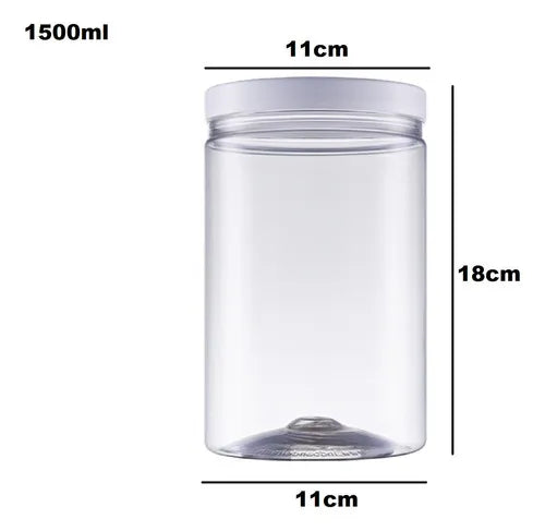 Kit 03 Pote De Plástico Cristal Com Tampa 1500ml Mantimento