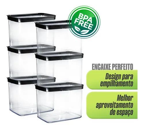 Pote Hermético 4L Acrílico Empilhavel Organizador BPA Free Transparente