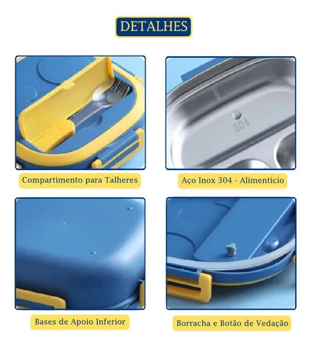 Pote Marmita Térmica Lancheira Escola Creche Divisória 550ml
