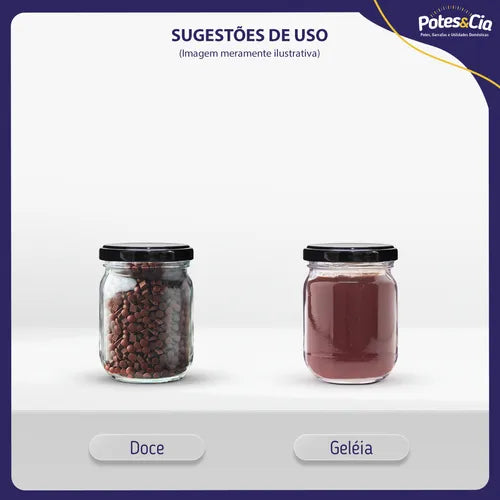 24 Potes De Vidro 200ml Com Tampas Metálicas E Lacres Cor Dourado