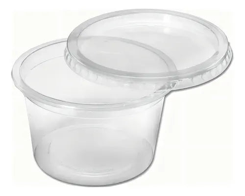Pote Descartável Redondo C/ Tampa Transparente 500ml - 25un