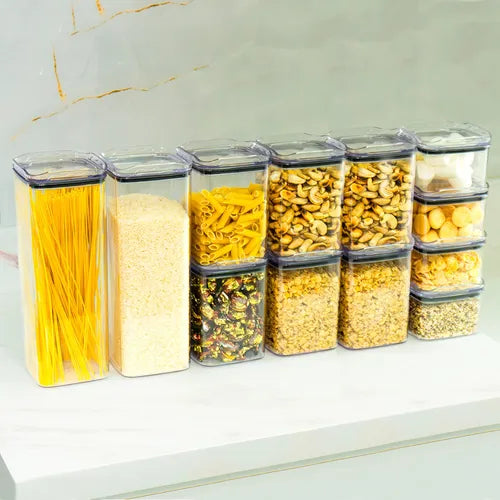 Kit 12 Potes Herméticos Porta Mantimentos Quadrado Cozinha