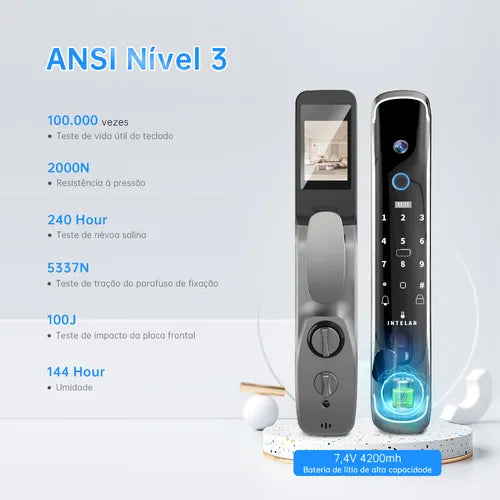 Fechadura Digital Eletronica Olho de Gato Biometrica Wi-fi Super Luxo Intelar X2 Cot Preto