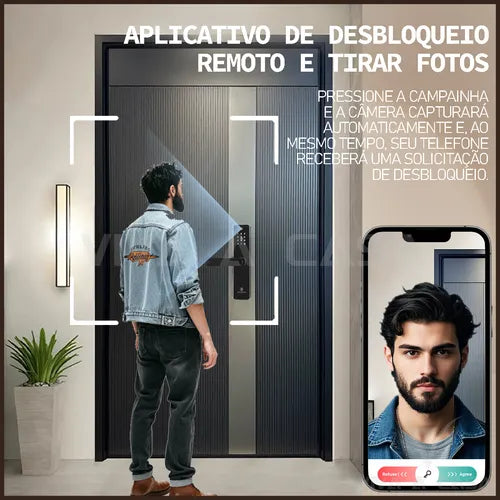 Fechadura Eletrônica Biométrica Inteligente Tuya Com Câmera