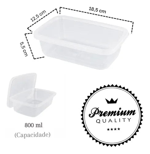 Kit 10 Pote 800 Ml Transparente Bpa Free Marmita Microondas