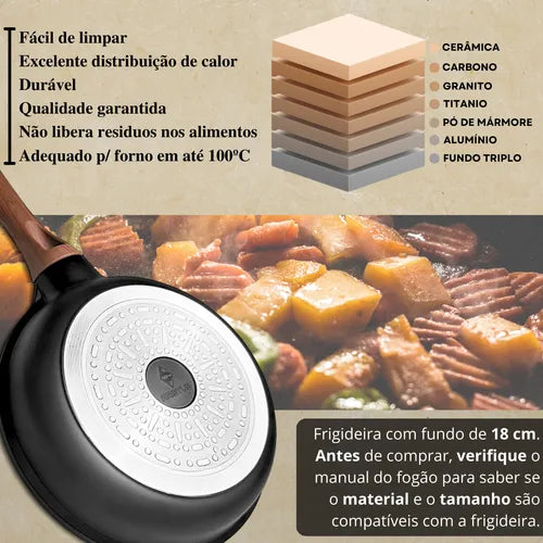 Frigideira Antiaderente Cerâmica Grande 24cm Indução E Gás Aristus - Saudável Atóxica Gourmet Fundo Reforçado Lava-louças Cozinha Moderna Durável Inmetro Alta Qualidade