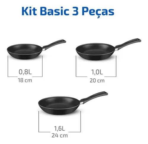 Kit De Frigideiras Antiaderentes Rochedo Basic Com 3 Peças