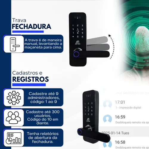 Fechadura Digital Biométrica Inteligente Touch Senha Câmera