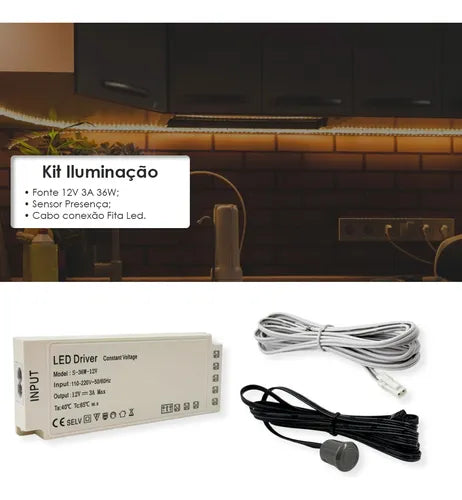 Sensor Movimento Para Fita Led Abre Fecha Porta + Fonte 12v