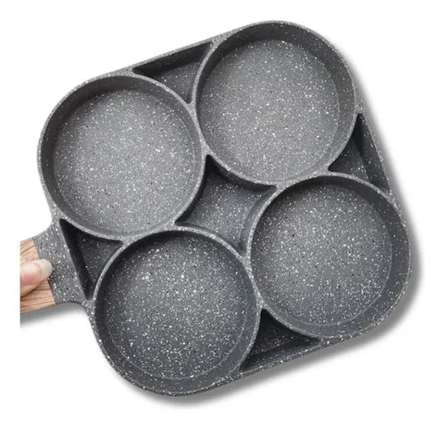 Frigideira Multiuso Antiaderente 4 Bocas Fritar Ovo Lanche Cor Preto