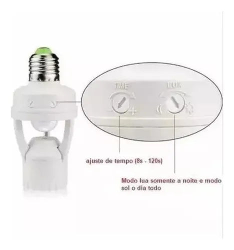 Sensor De Presença Para Lâmpada Com Fotocélula Soquete E27