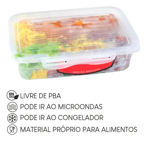 Kit 25 Marmita Fit Reutilizável Com Travas Microondas Congelador Cor Transparente modelo Smart Armazenador